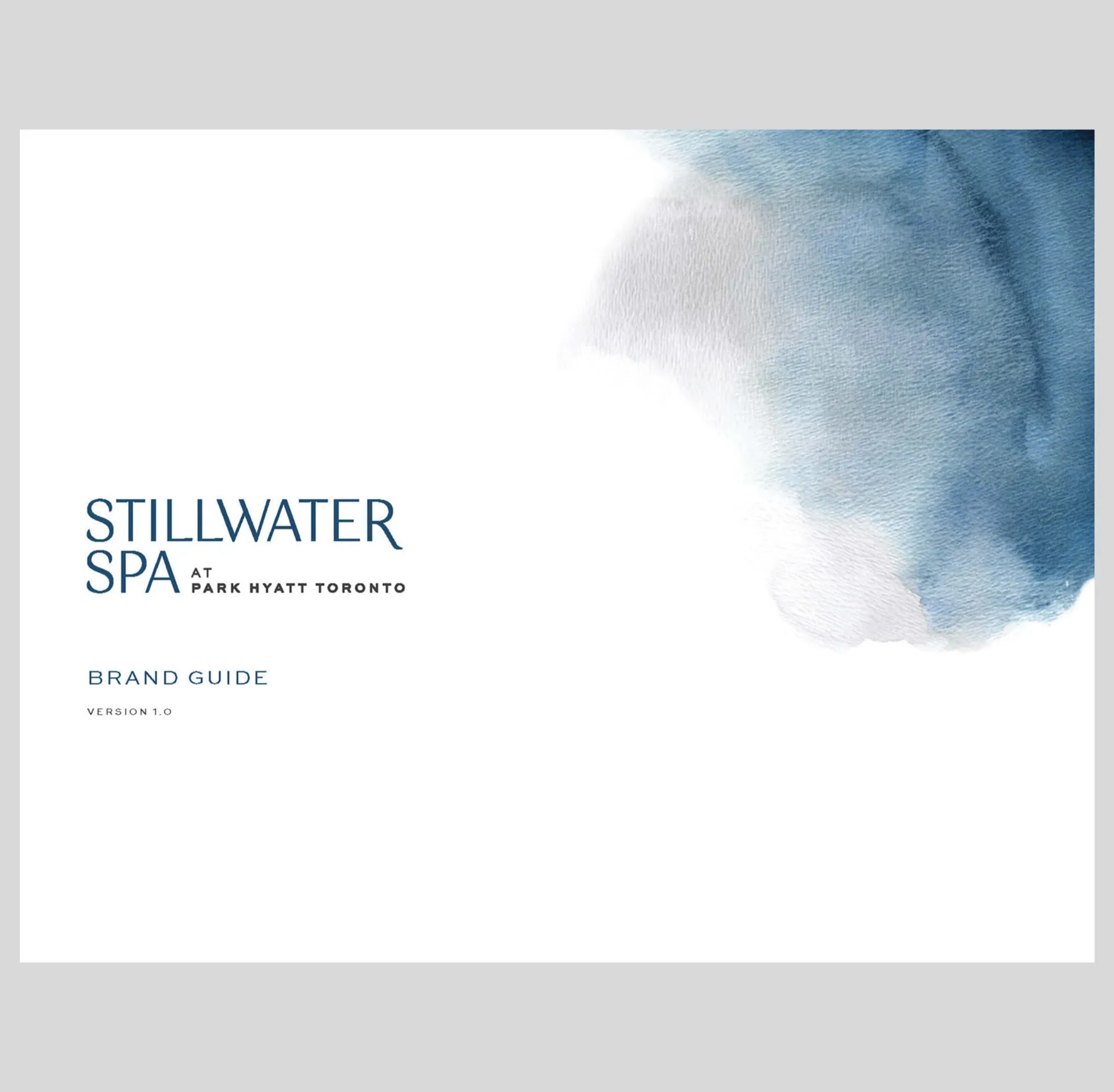 Stillwater Spa at Park Hyatt Toronto brand guide cover with watercolour art